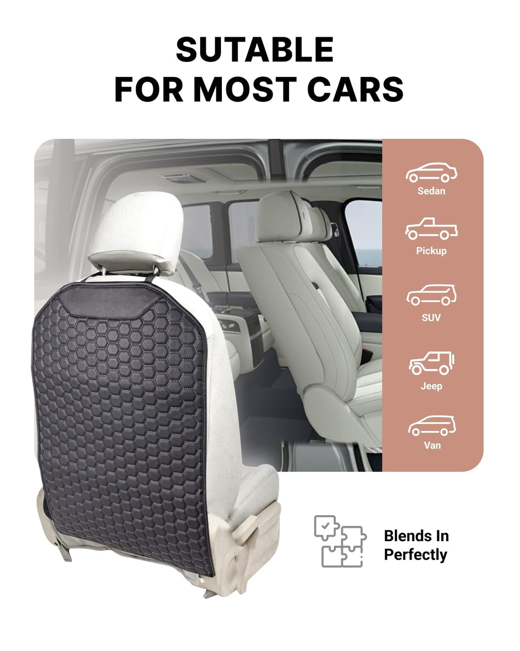 Owleys Kick Mat Back Seat Protector - Car Back Seat Cover for Kids Feet - Waterproof & Sturdy Protector for Upholstery from Dirt, Mud, Scratches and Stain