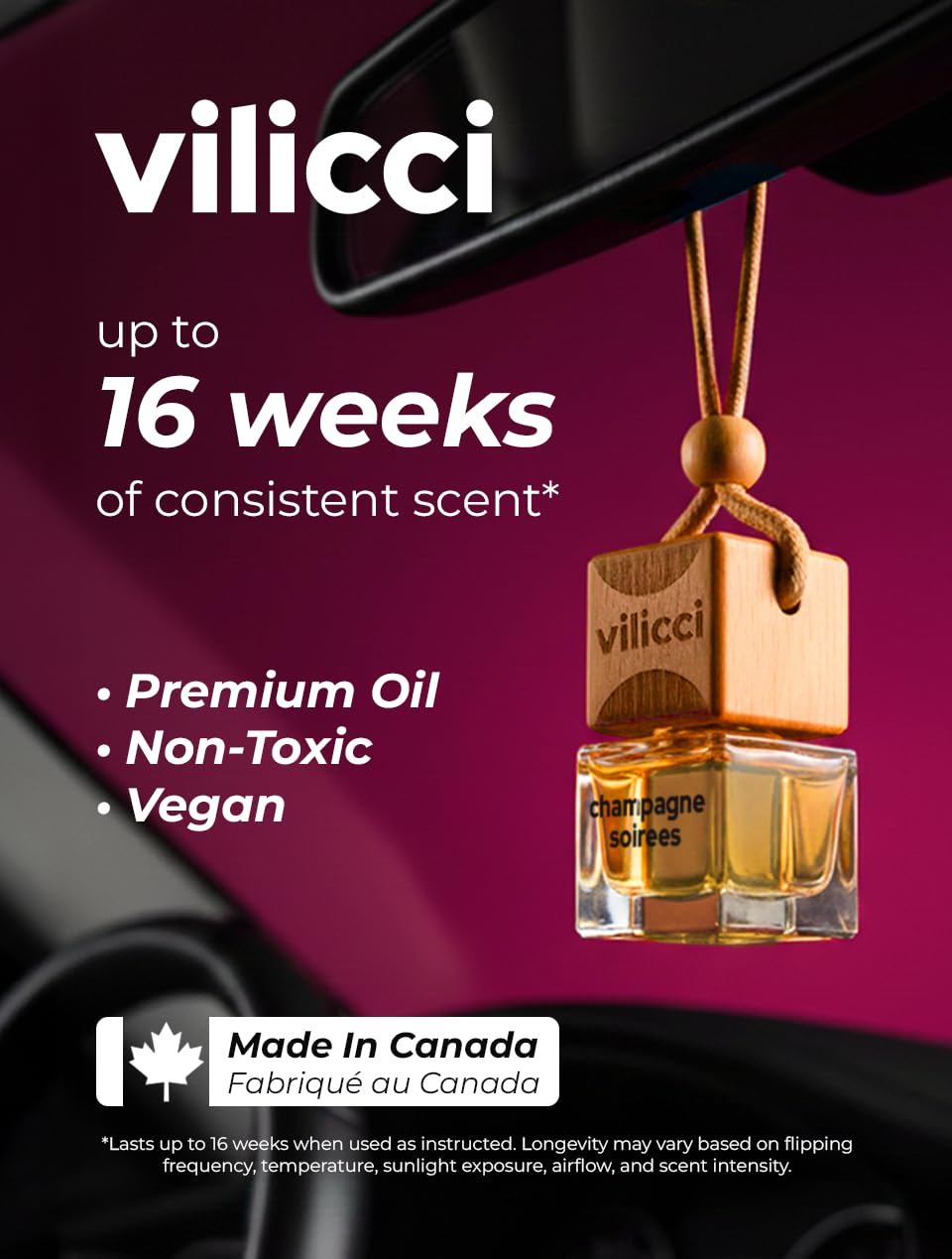Vilicci Car Air Freshener | Luxurious Auto Perfume | Premium Hanging Air Freshener | Long Lasting Fragrance for Auto and Home | 1 Bottle of Car Scent