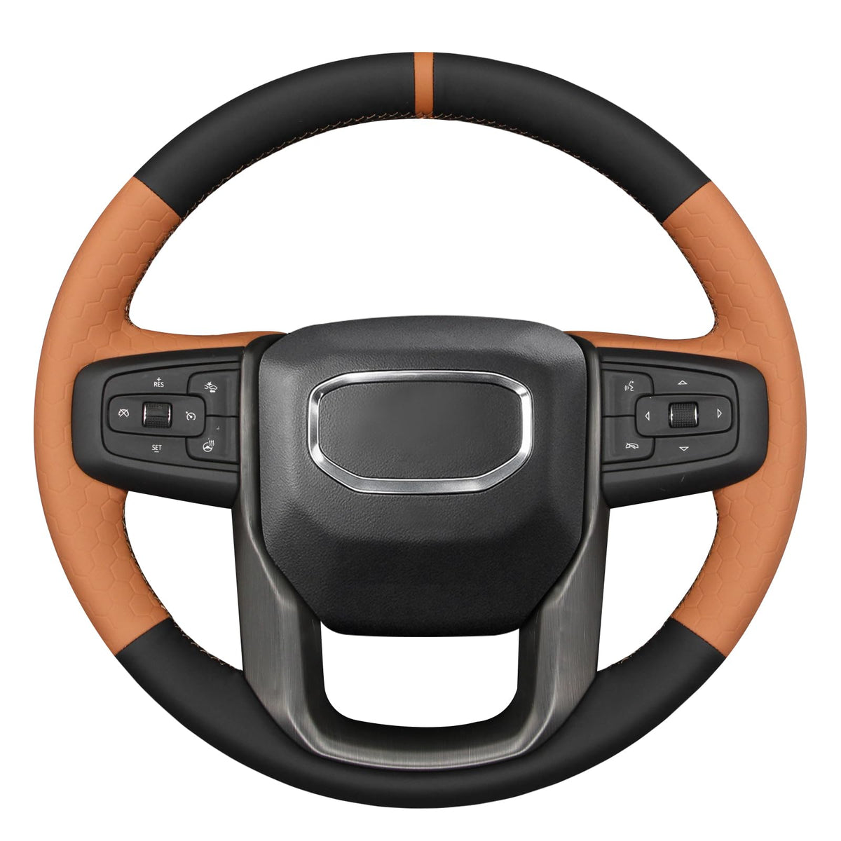 MEWANT Stitch On Custom Fit Steering Wheel Cover for GMC Sierra