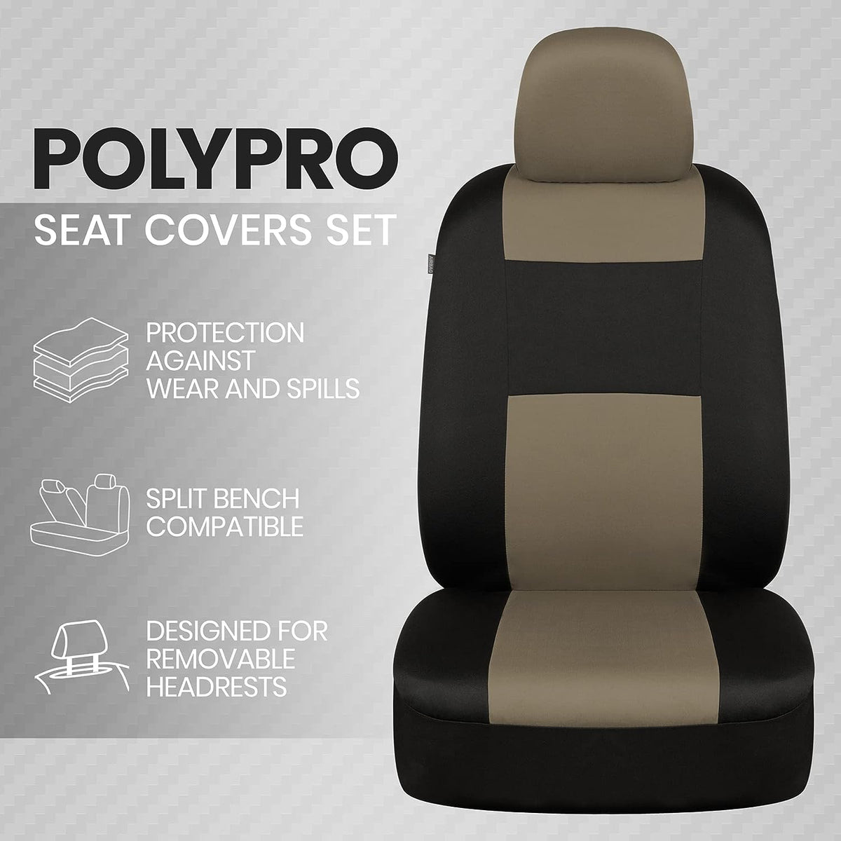 PolyPro Car Seat Cover Set With Split Bench Fit