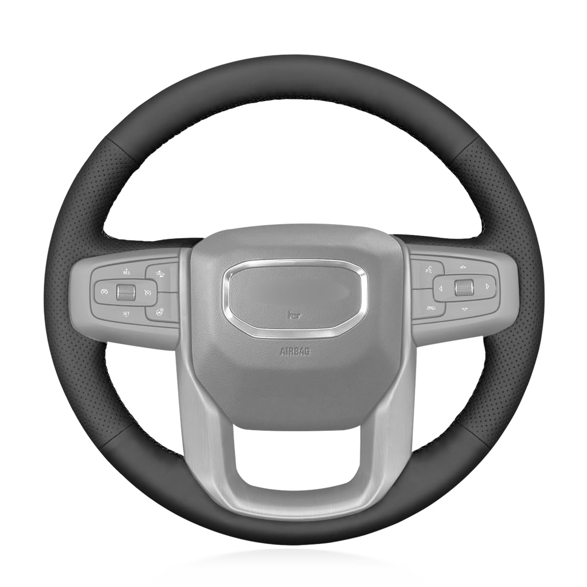 MEWANT Stitch On Custom Fit Steering Wheel Cover for GMC Sierra