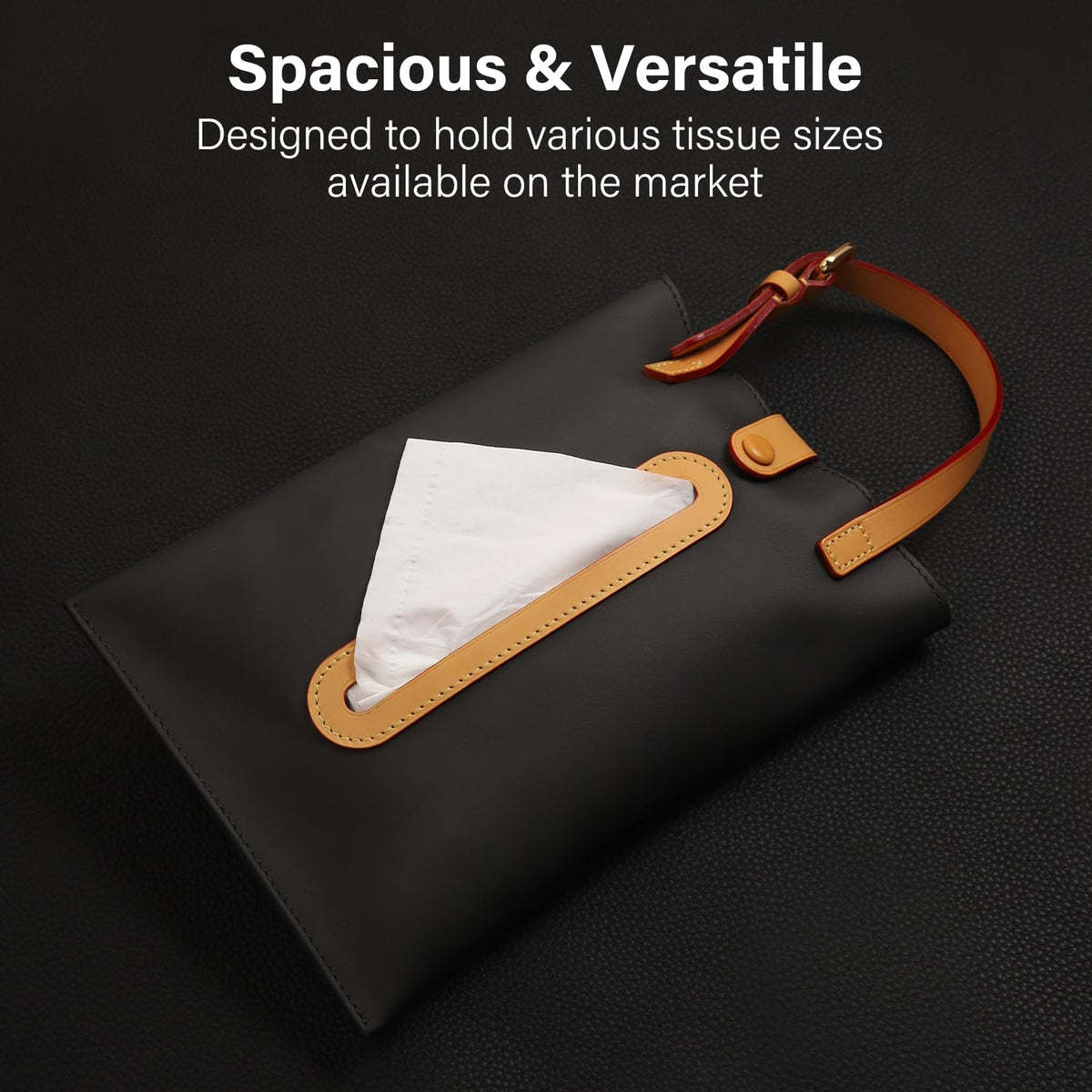 Genuine Leather Car Tissue Holder With Matte Finish