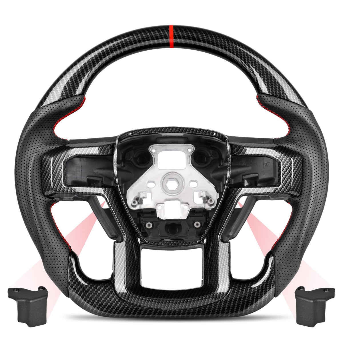 Carbon Fiber Steering Wheel for Ford F-150 2015-2020, Raptor 2017-2020, F-250 F-350 F-450 Super Duty 2017-2022, Expedition 18-21