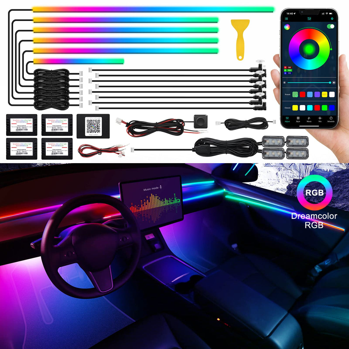 Dreamcolor Car Ambient Light Kit With Music Sync