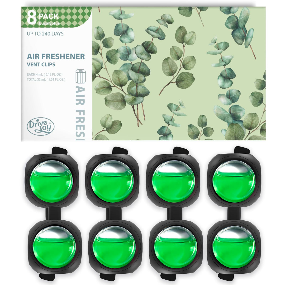 Car Air Freshener Vent Clips, 8 Pack, Provides Long-Lasting Scent, Up to 240 Days, Odor Eliminator