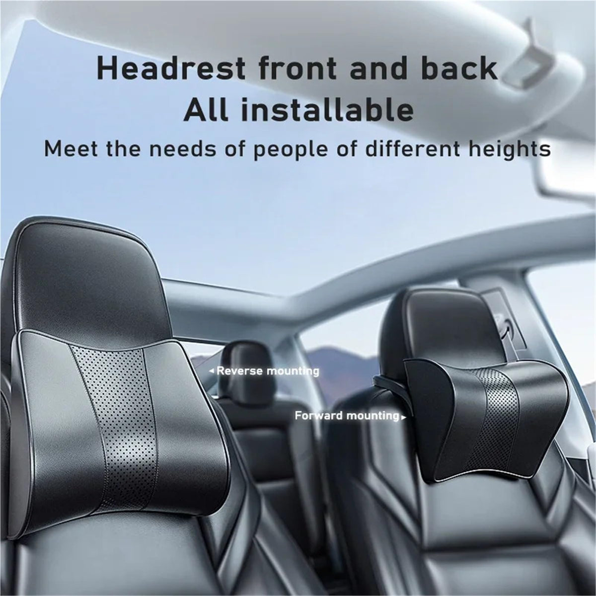 Neck Pillow Car Headrest Memory Foam for Model Y 3 2017-2024(PVC Leather)