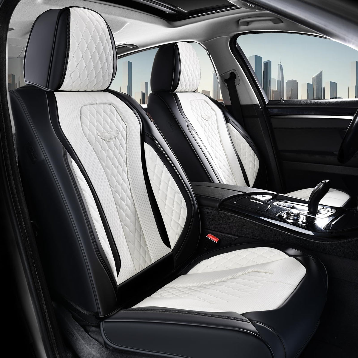 Coverado Seat Covers, Car Seat Covers Full Set, Leather Car Seat Cover, Car Seat Covers Front Seats Back Seat Cover Seat Protector Universal Fit Most Cars