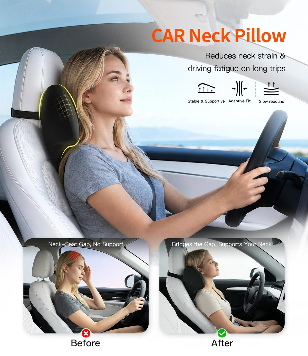 Prowizm Car Headrest Pillow for Driver: Car Neck Pillow