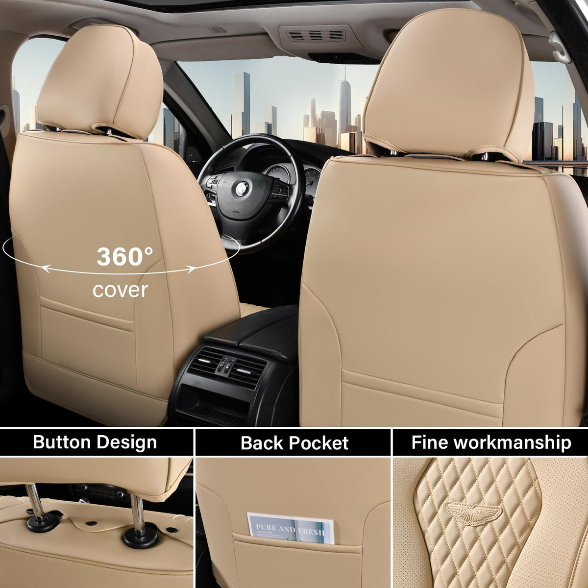 Leather Car Seat Cover Set With Universal Fit