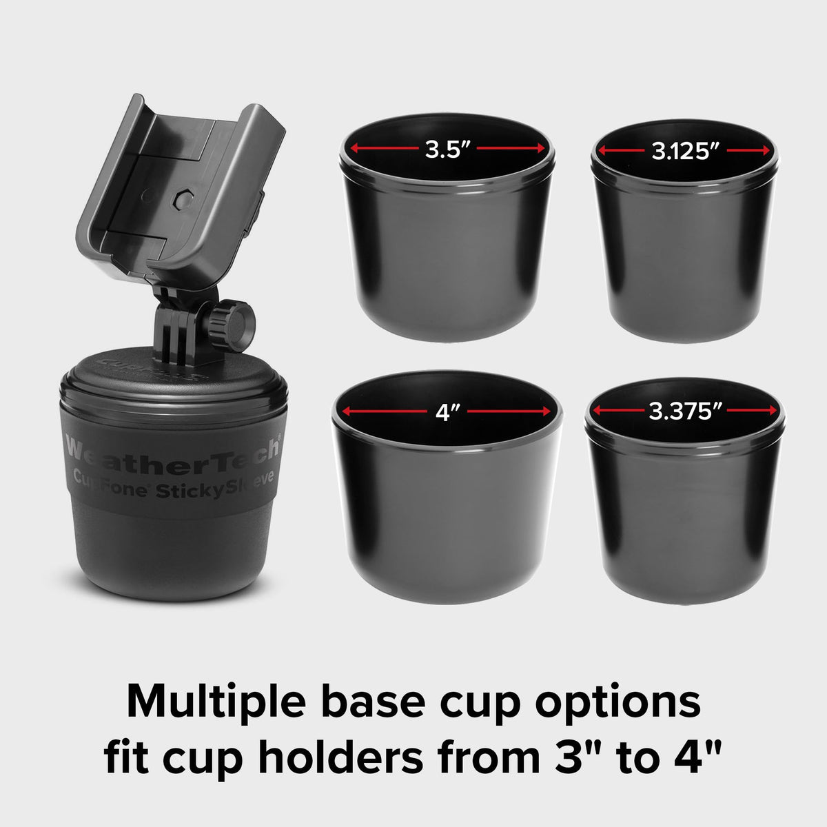 WeatherTech CupFone Universal Cup Holder Phone Mount for Cars Adjustable & Secure Fit Open Access for Charging Compatible Most iPhone, Android