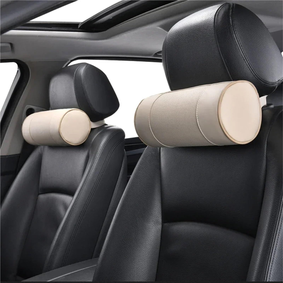 Forbell Car Memory Foam Neck Pillow, Genuine Leather Cervical Support Headrest Cushion Car Seat Pillow