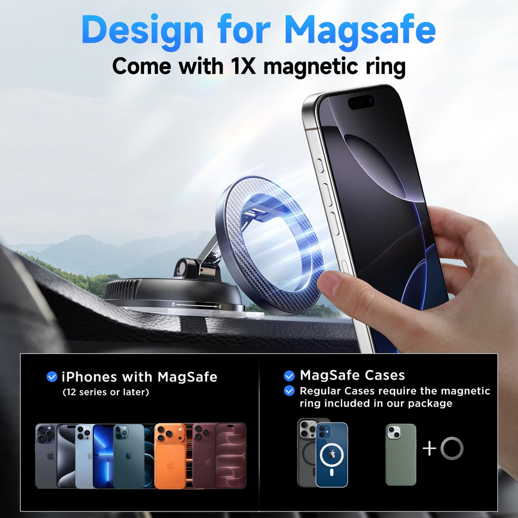 Magnetic Car Phone Mount With 78+LB Suction Grip