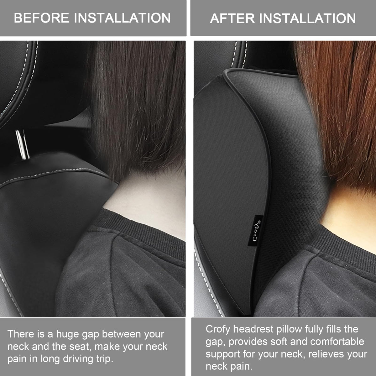 Adjustable Car Neck Pillow Set With Headrest Support