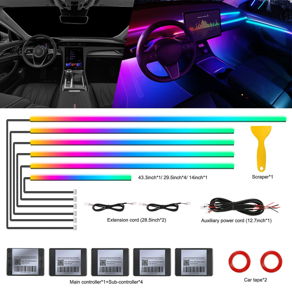 Acrylic Interior Car LED Strip Light with Wireless APP