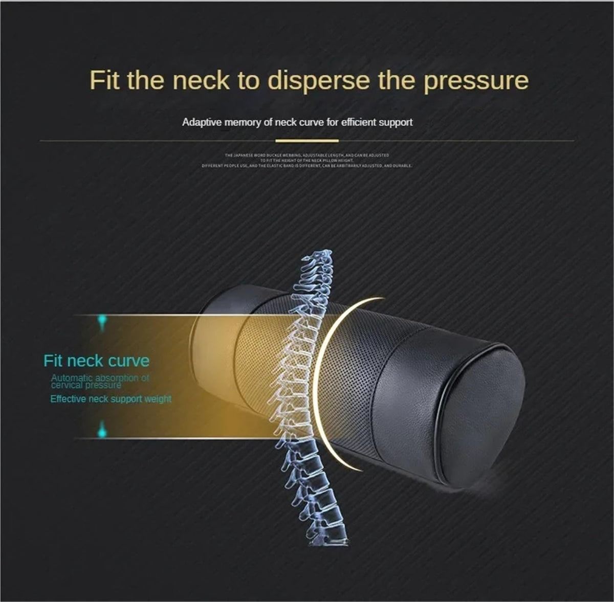 Forbell Car Memory Foam Neck Pillow, Genuine Leather Cervical Support Headrest Cushion Car Seat Pillow