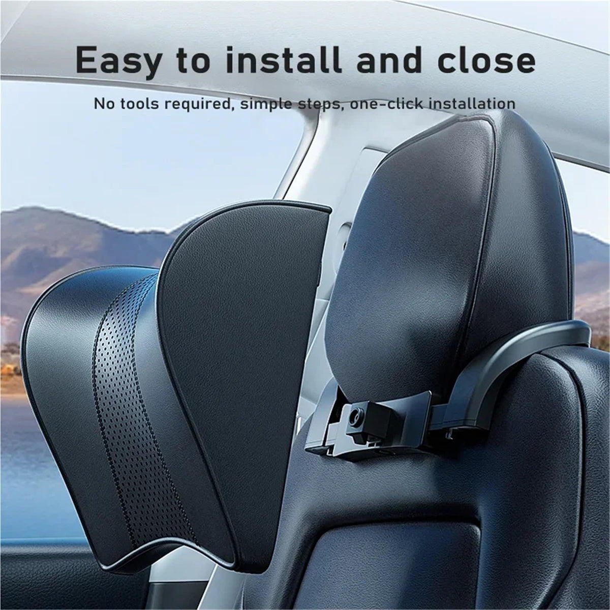 Neck Pillow Car Headrest Memory Foam for Model Y 3 2017-2024(PVC Leather)