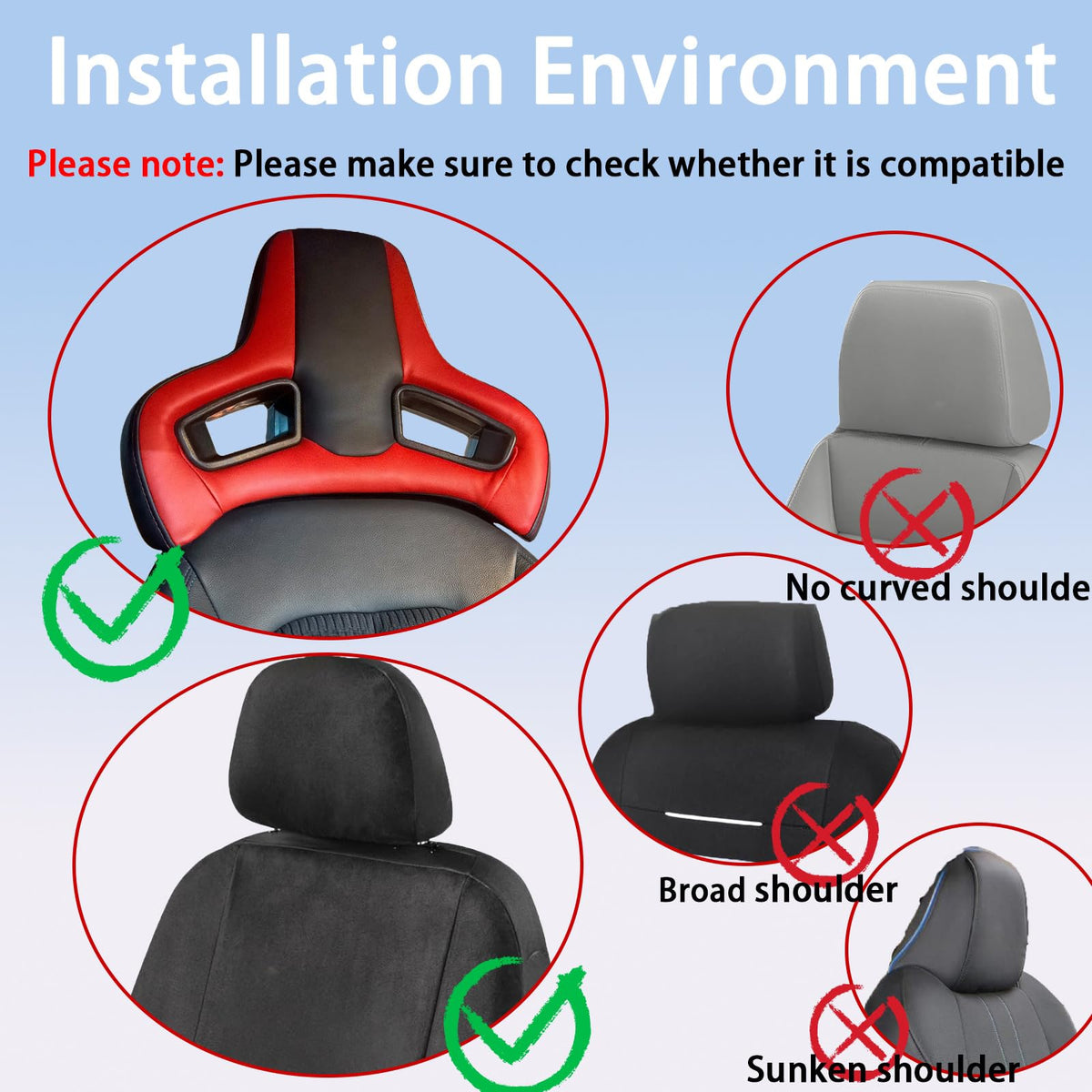 Sports Style Car Headrest Pillow for Mercedes-Benz E Class MK4-W212 2010-2015,Triangular Hole Split Type Car Seat Headrests Racing Modified, Modification Accessories