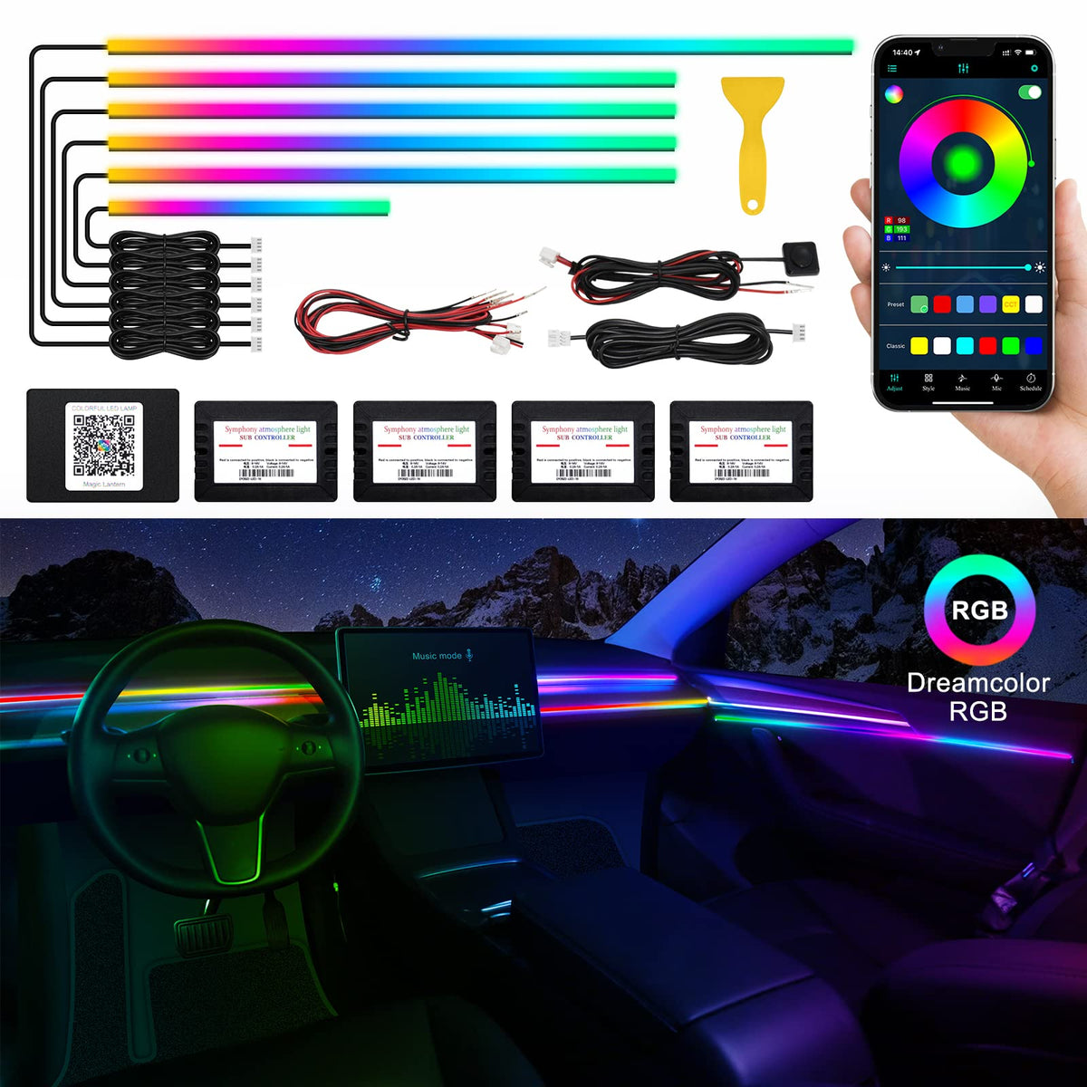 Dreamcolor Car Ambient Light Kit With Music Sync