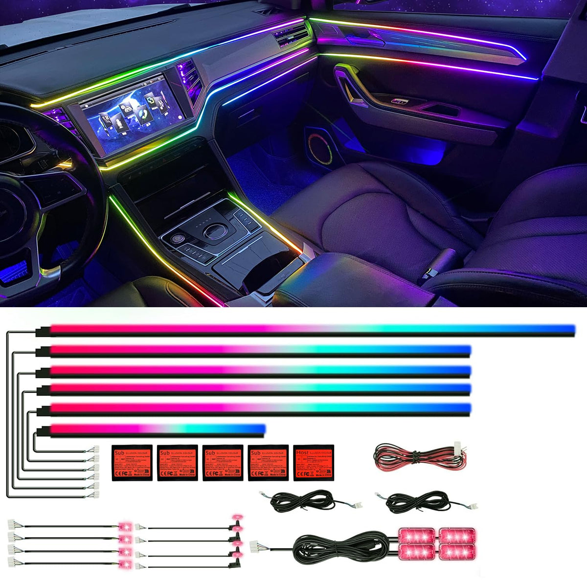 Acrylic Car Ambient Light Kit With Music Sync
