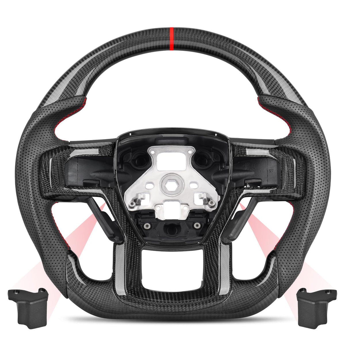 Carbon Fiber Steering Wheel for Ford F-150 2015-2020, Raptor 2017-2020, F-250 F-350 F-450 Super Duty 2017-2022, Expedition 18-21