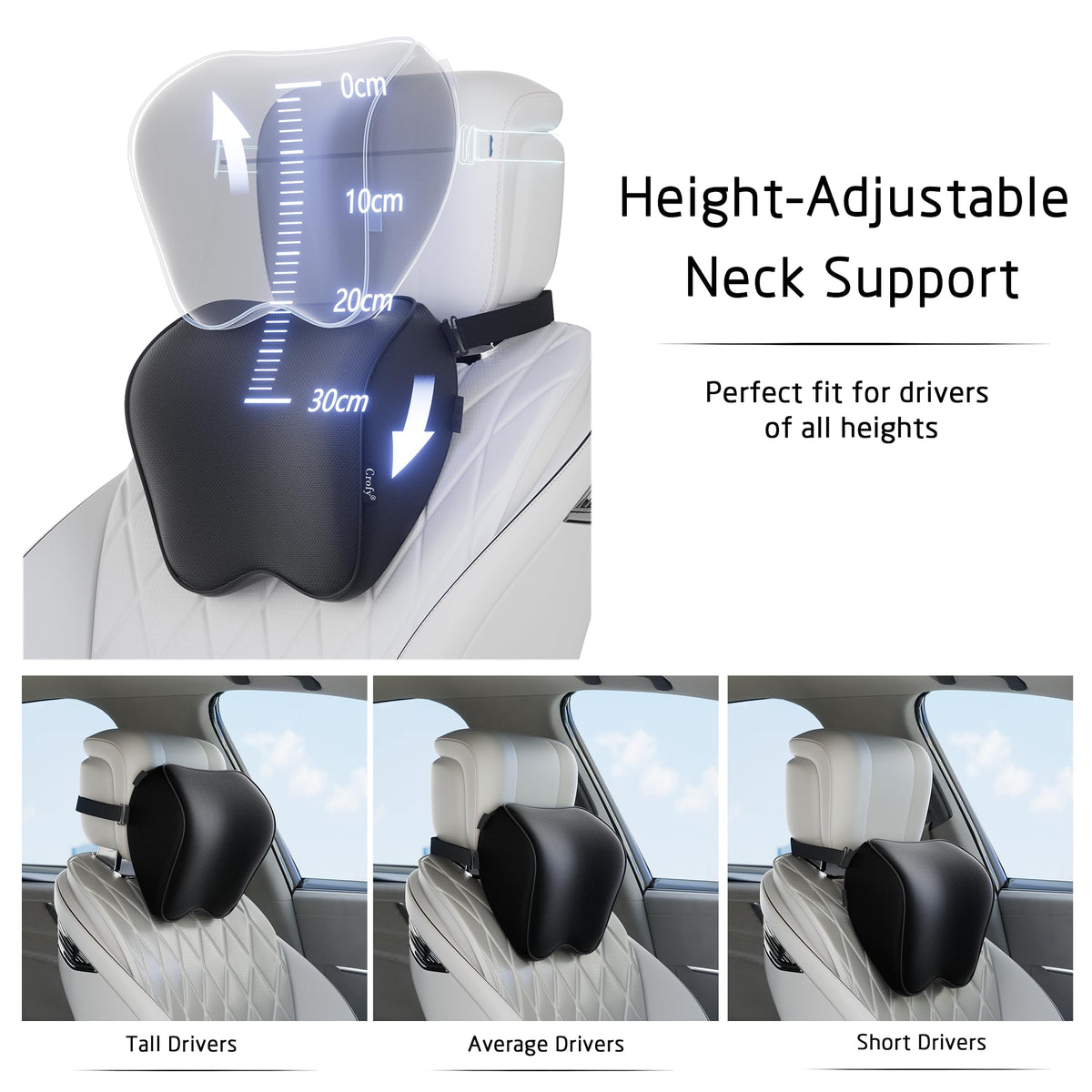 Adjustable Car Neck Pillow Set With Headrest Support