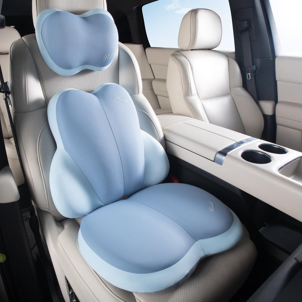 FLORICH Car Seat Cushion and Back Support for Office Chair Memory Foam Chair Cushions Pressure Relief Seat Pads with Gel Massage Point Lumbar Support Relief Sciatica & Tailbone (Light Pink)