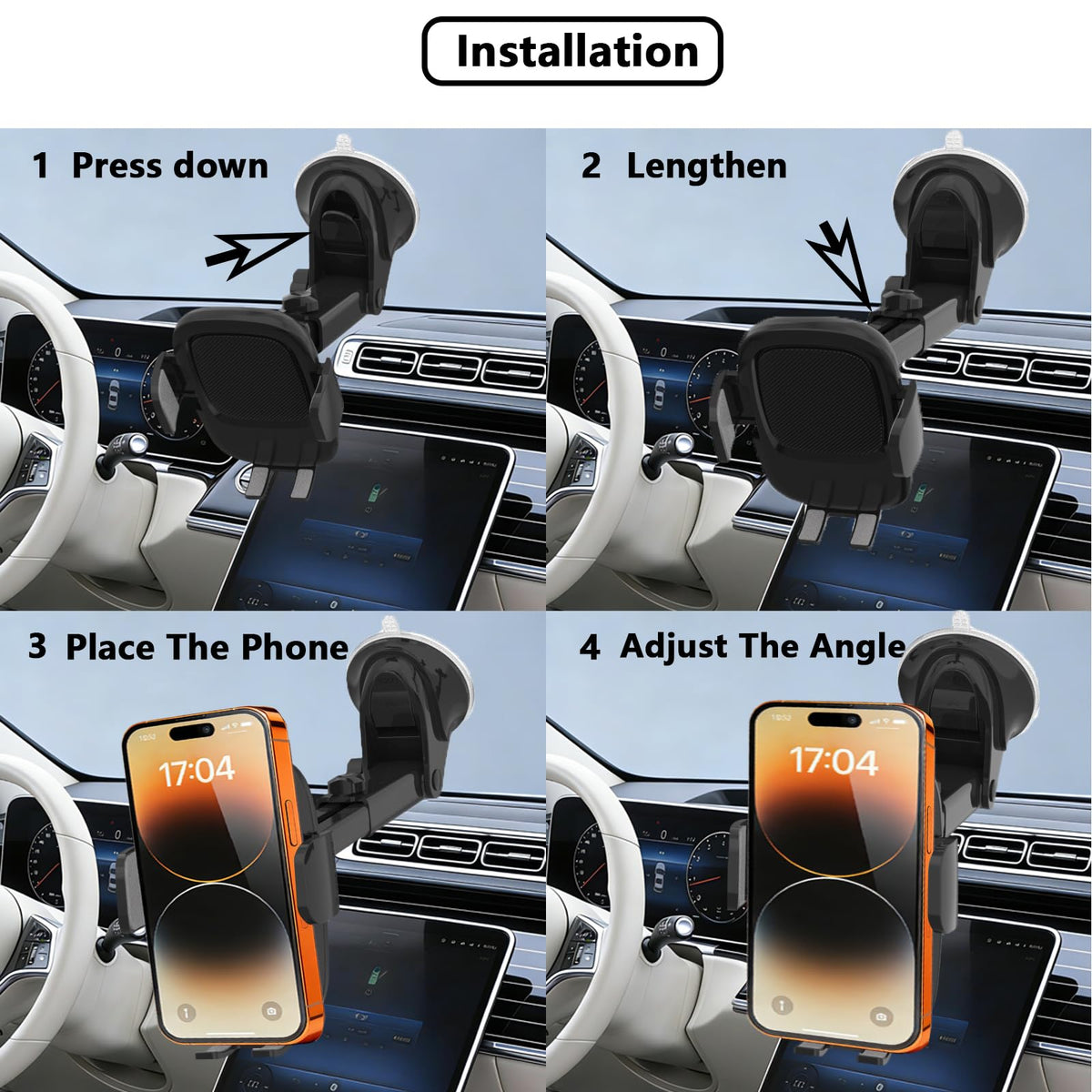 360° Car Phone Mount With Strong Suction Grip