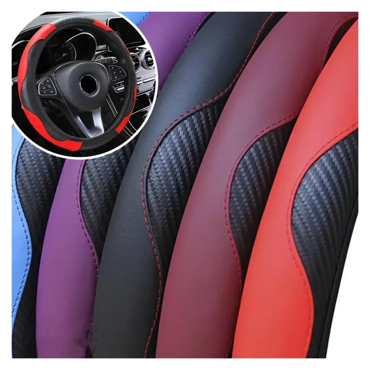 Car Steering Wheel Covers Non-Inner-Ring Automobile Steering Wheel Cover Four Seasons for Spring Summer Autumn Winter for Men and Women Wheel Steering Protector