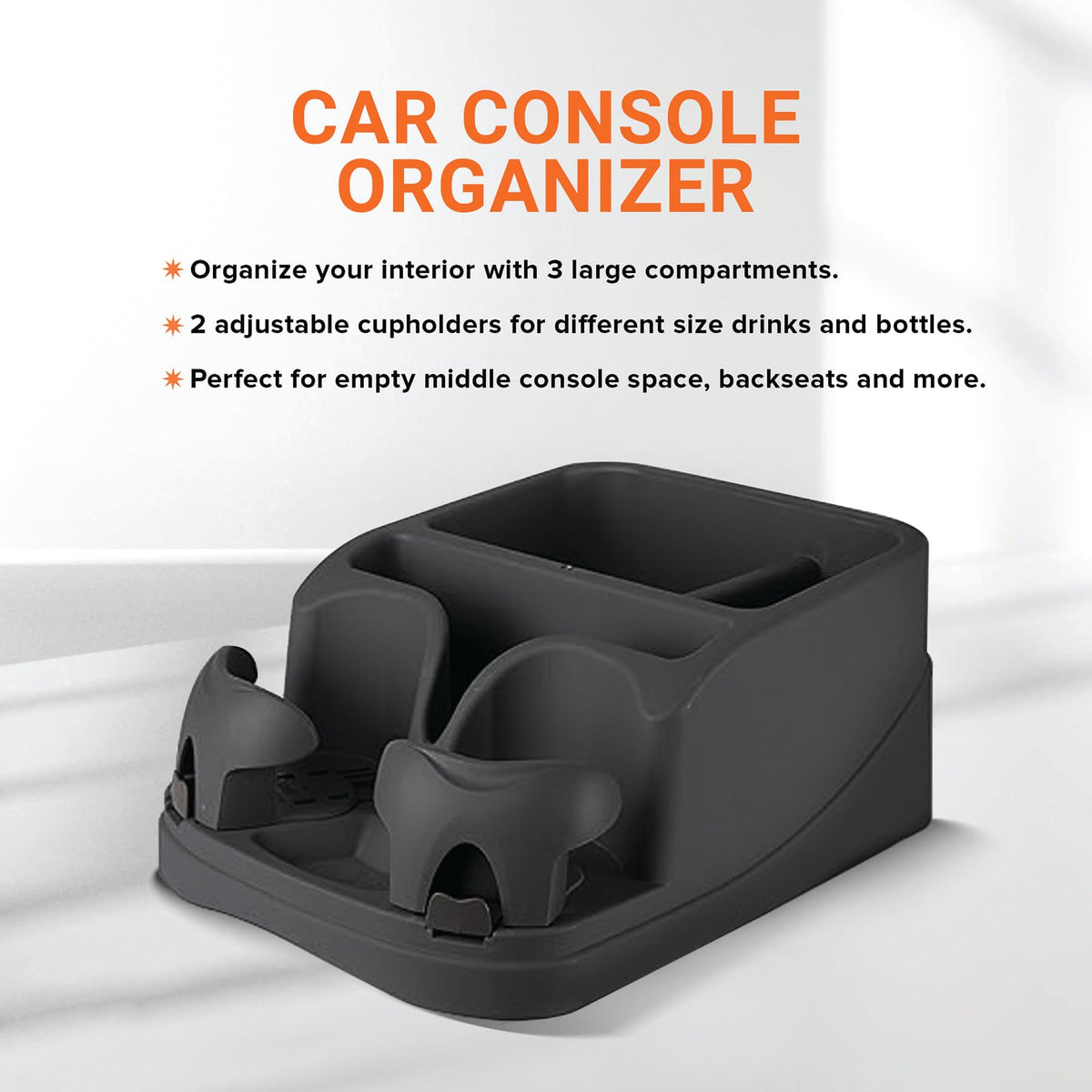 Car Console Organizer With Adjustable Cup Holders