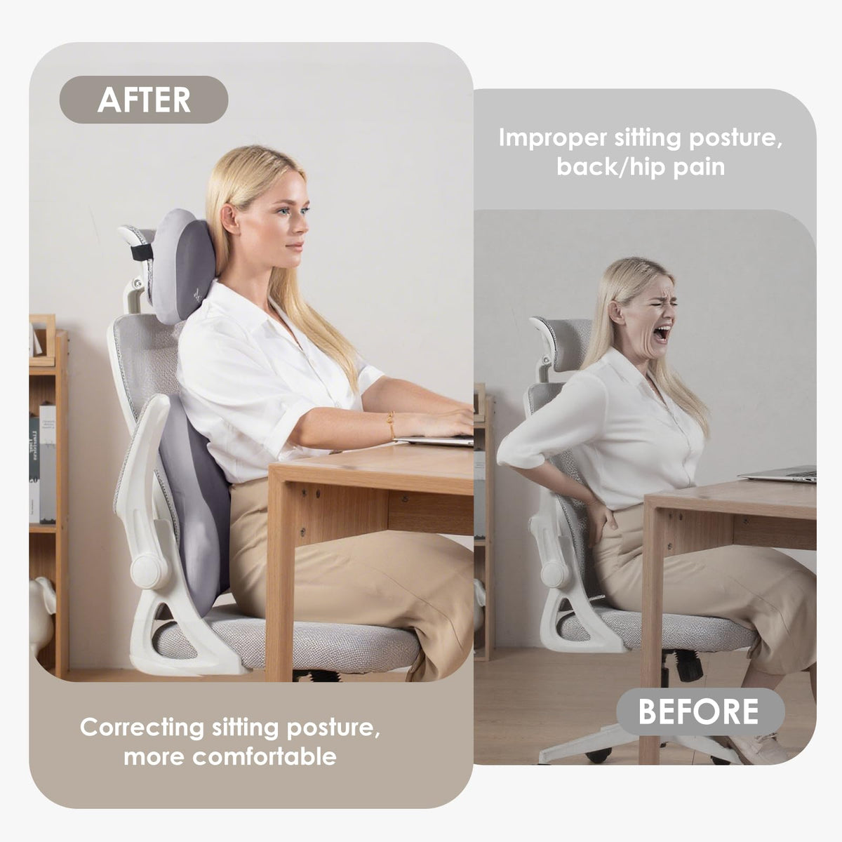 Gel Memory Foam Seat Cushion With Lumbar Support