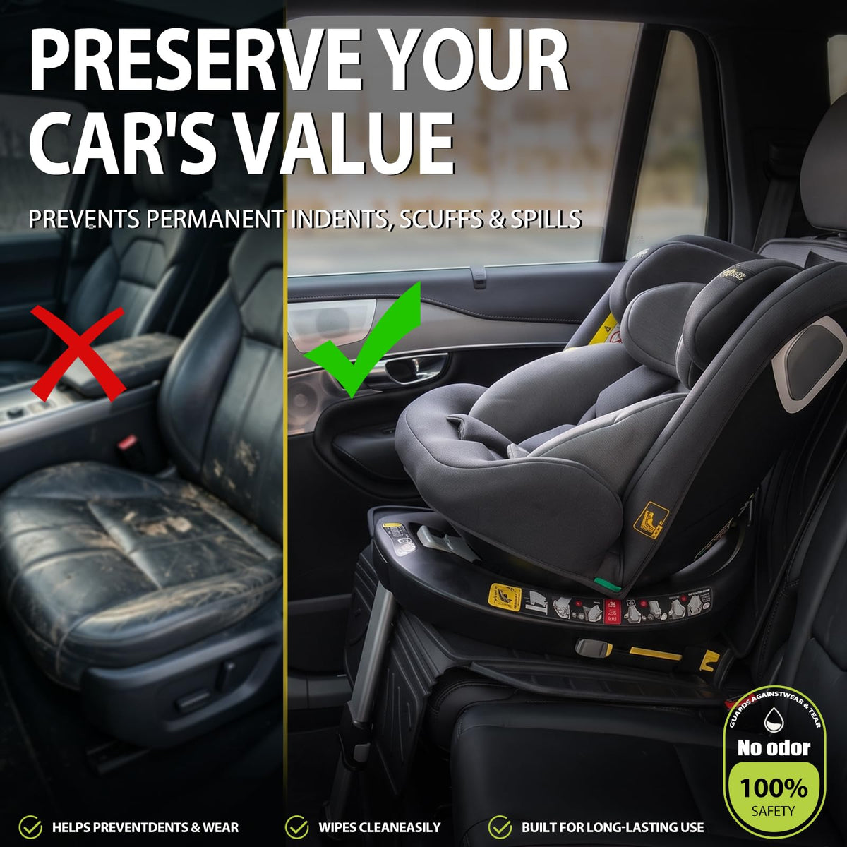 Prosheve TPE Car Seat Protector for Child Car Seat, Waterproof Anti‑Slip No Imprints Car Seat Cover, Universal Booster Seat Protector for Baby & Pet, BPA‑Free Under Seat Car Mat