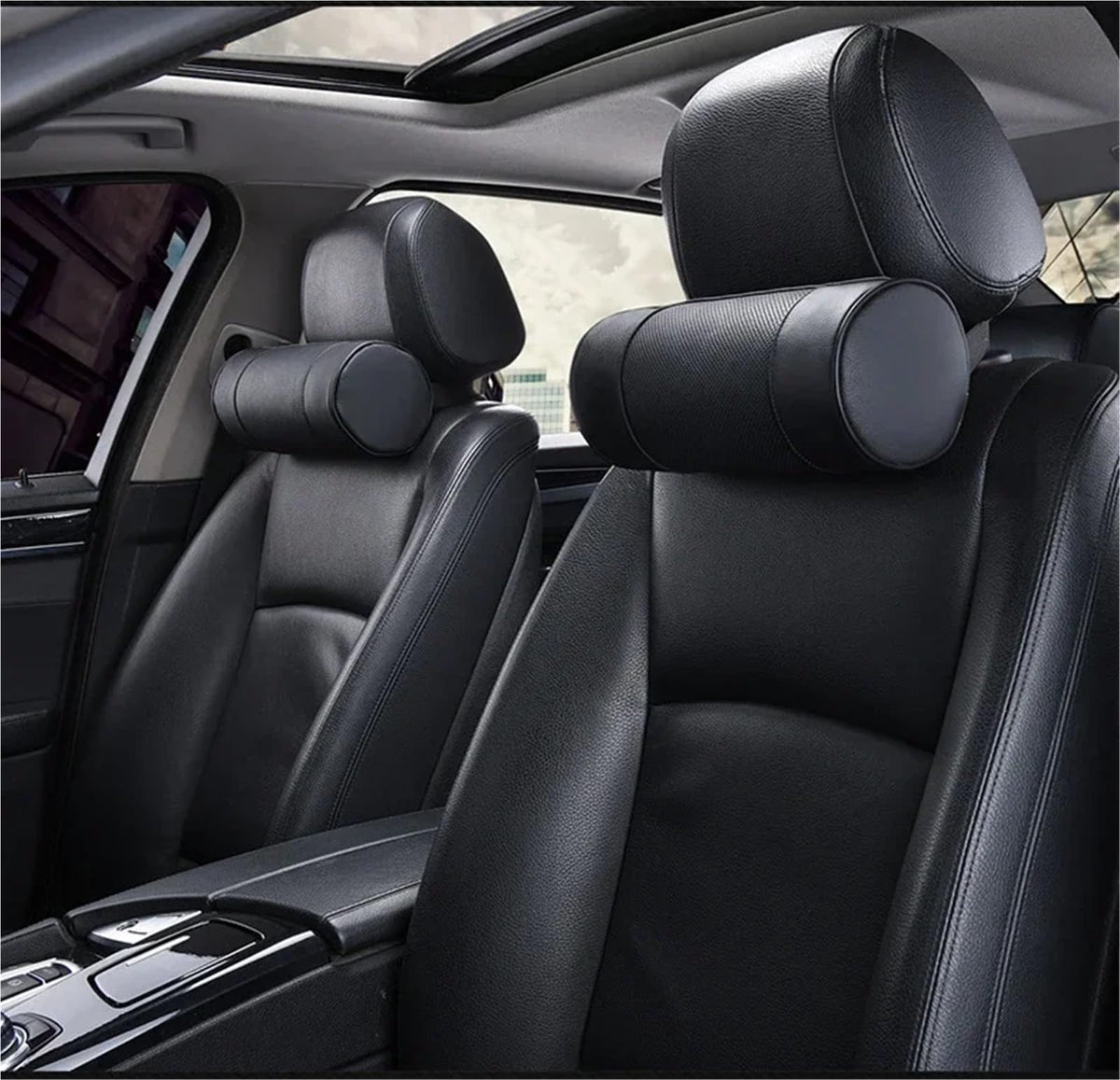 Genuine Leather Car Neck Pillow With Memory Foam