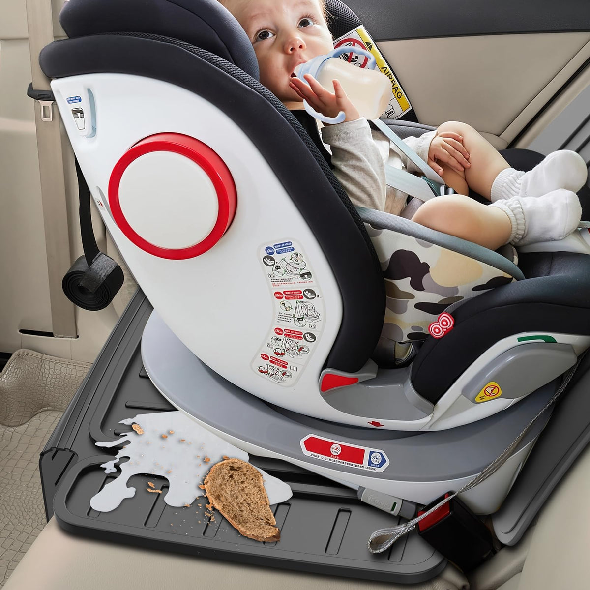 insefocc Car Seat Protector for Child Car Seat，TPE Waterproof & Anti-Slip （No Imprints）,carseat Protector car seat Cover Universal Fit for Baby & Pet Use, BPA-Free（Black -1 PC）