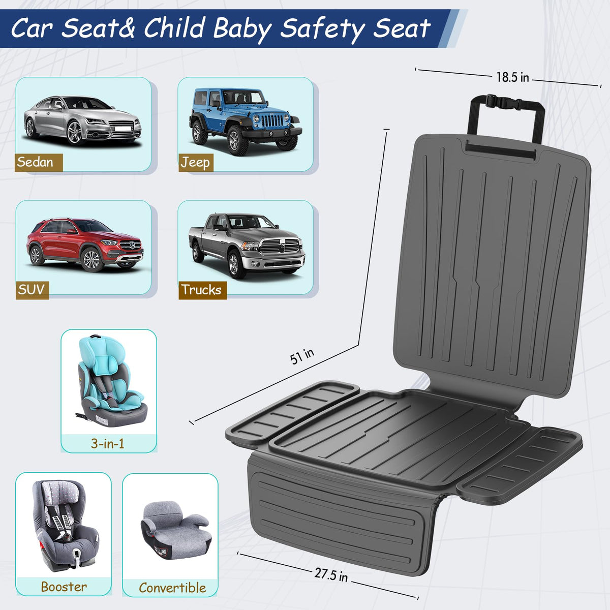 Waterproof Car Seat Protector With Anti-Slip TPE
