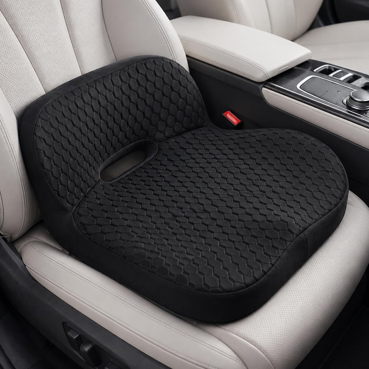 Car Seat Cushion with Integrated Lumbar Support, Memory Foam Pain Relief