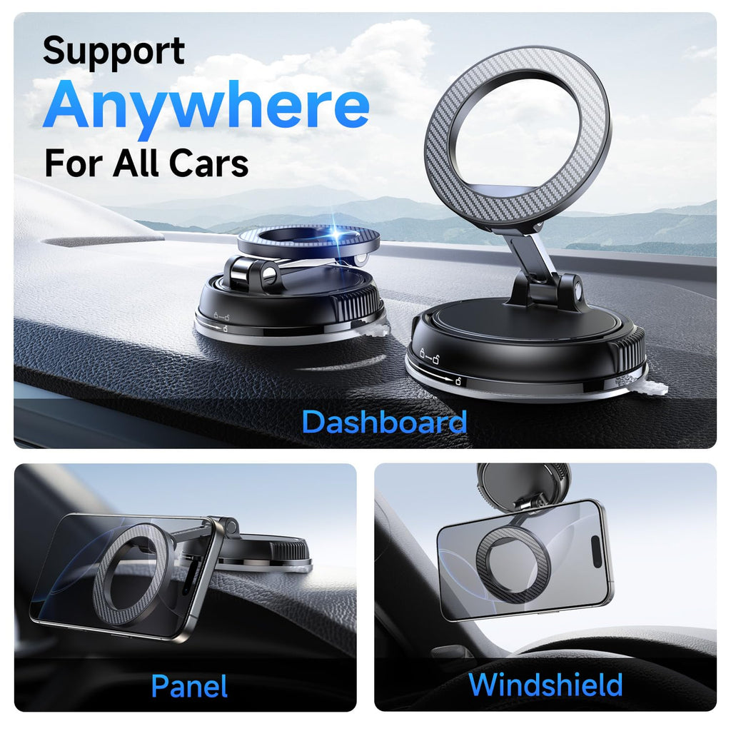 Magnetic Car Phone Mount With 78+LB Suction Grip