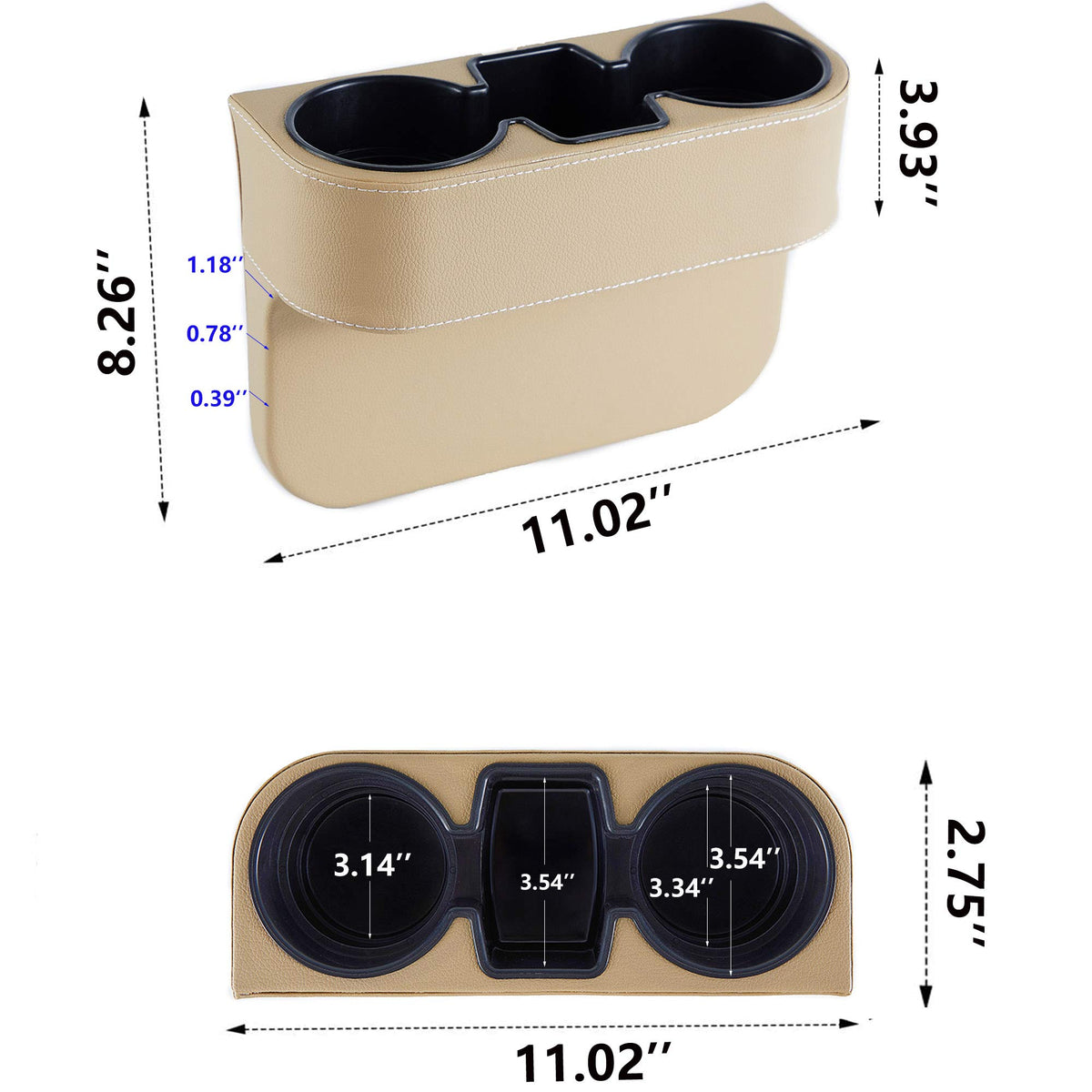 Iokone Coin Side Pocket Console Side Pocket Leather Cover Car Cup Holder Auto Front Seat Organizer Cell Mobile Phone Holder