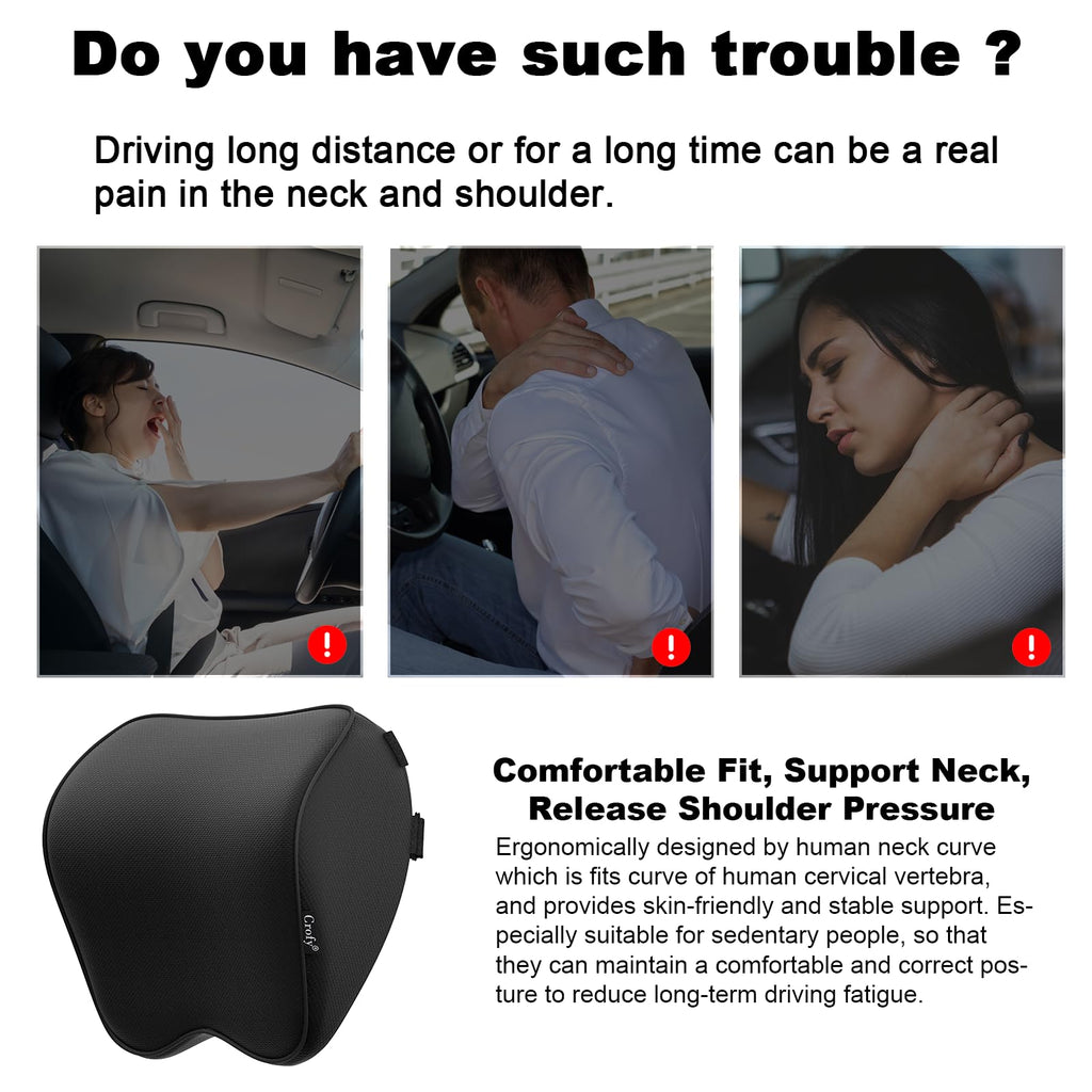 Adjustable Car Neck Pillow Set With Headrest Support