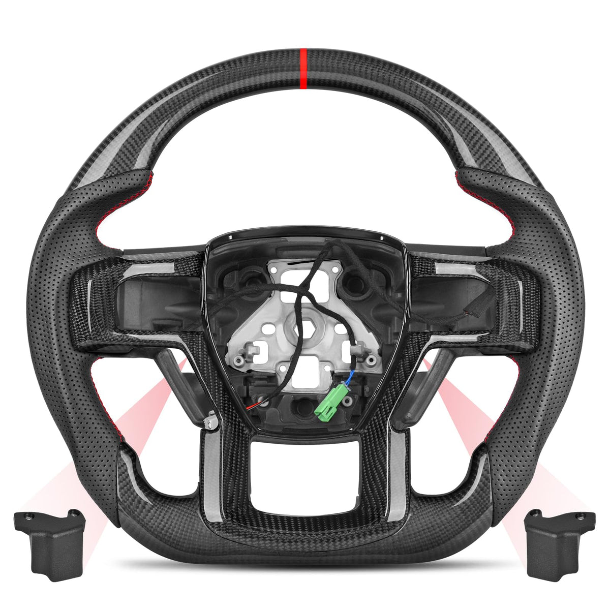 Carbon Fiber Steering Wheel for Ford F-150 2015-2020, Raptor 2017-2020, F-250 F-350 F-450 Super Duty 2017-2022, Expedition 18-21