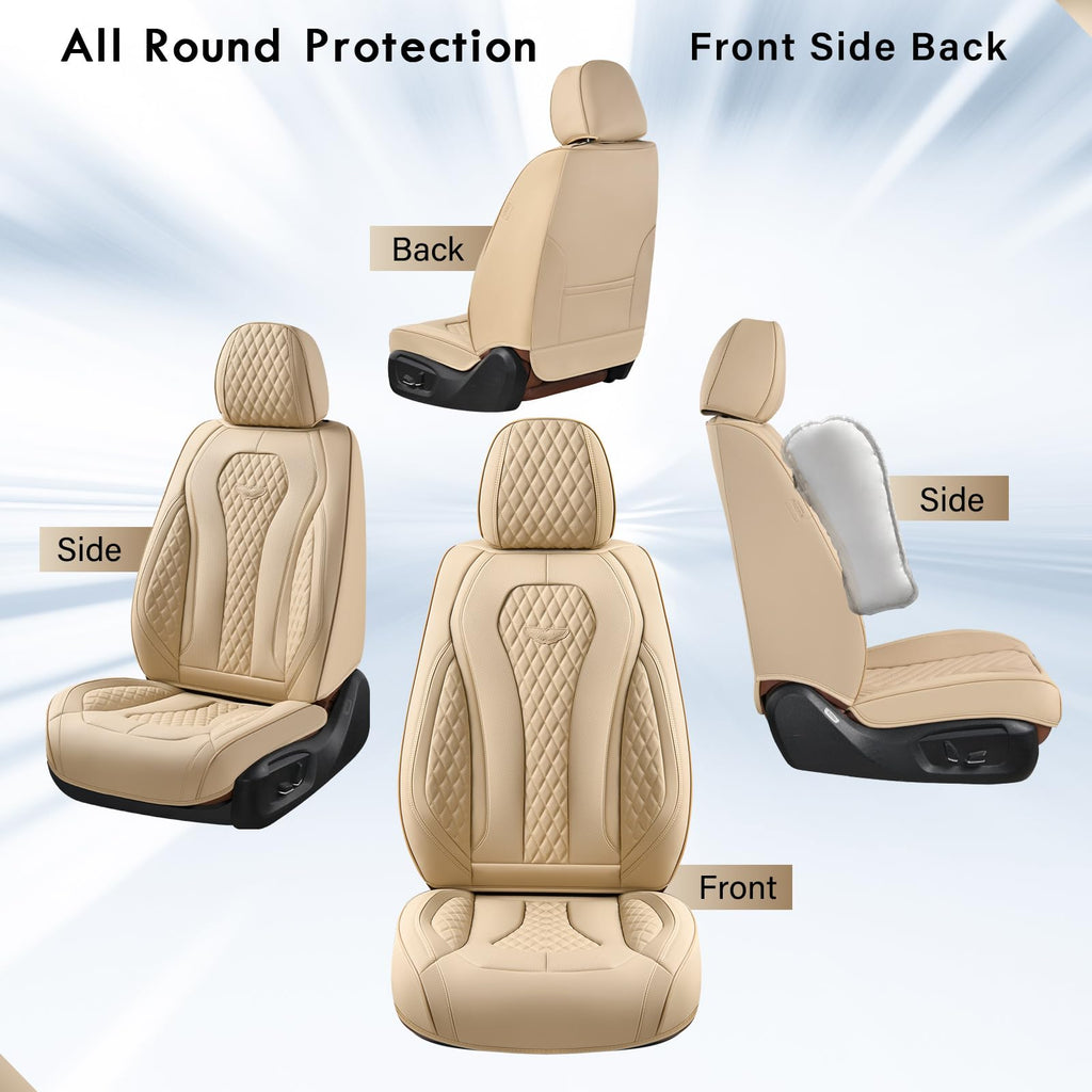 Coverado Seat Covers, Car Seat Covers Full Set, Leather Car Seat Cover, Car Seat Covers Front Seats Back Seat Cover Seat Protector Universal Fit Most Cars