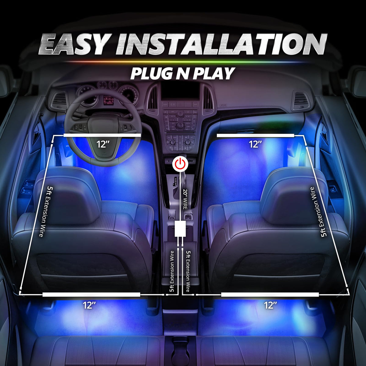 OPT7 Aura Pro LED Lights for Cars Interior with Bluetooth App Control