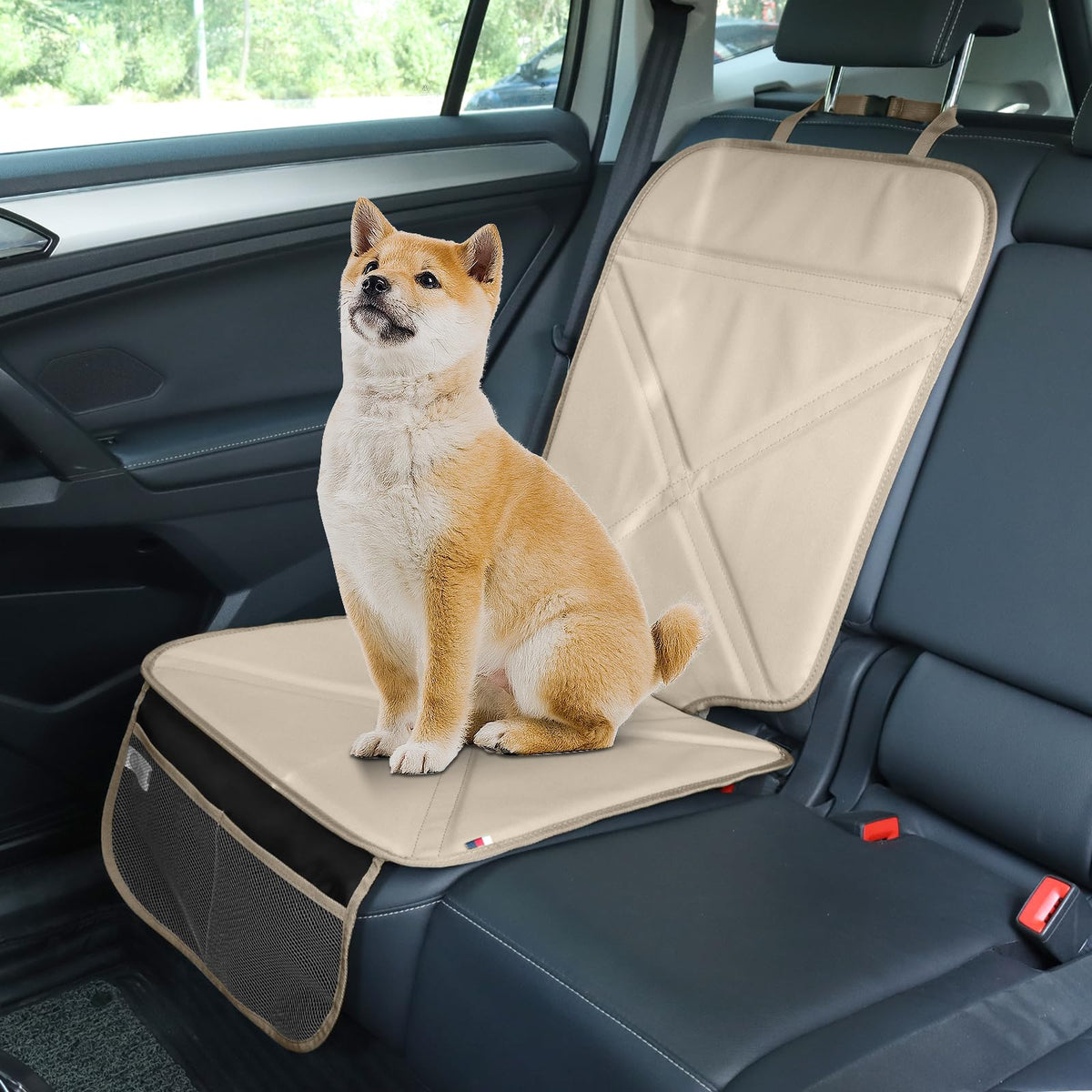 Leather Car Seat Protector With Padded Kick Mat