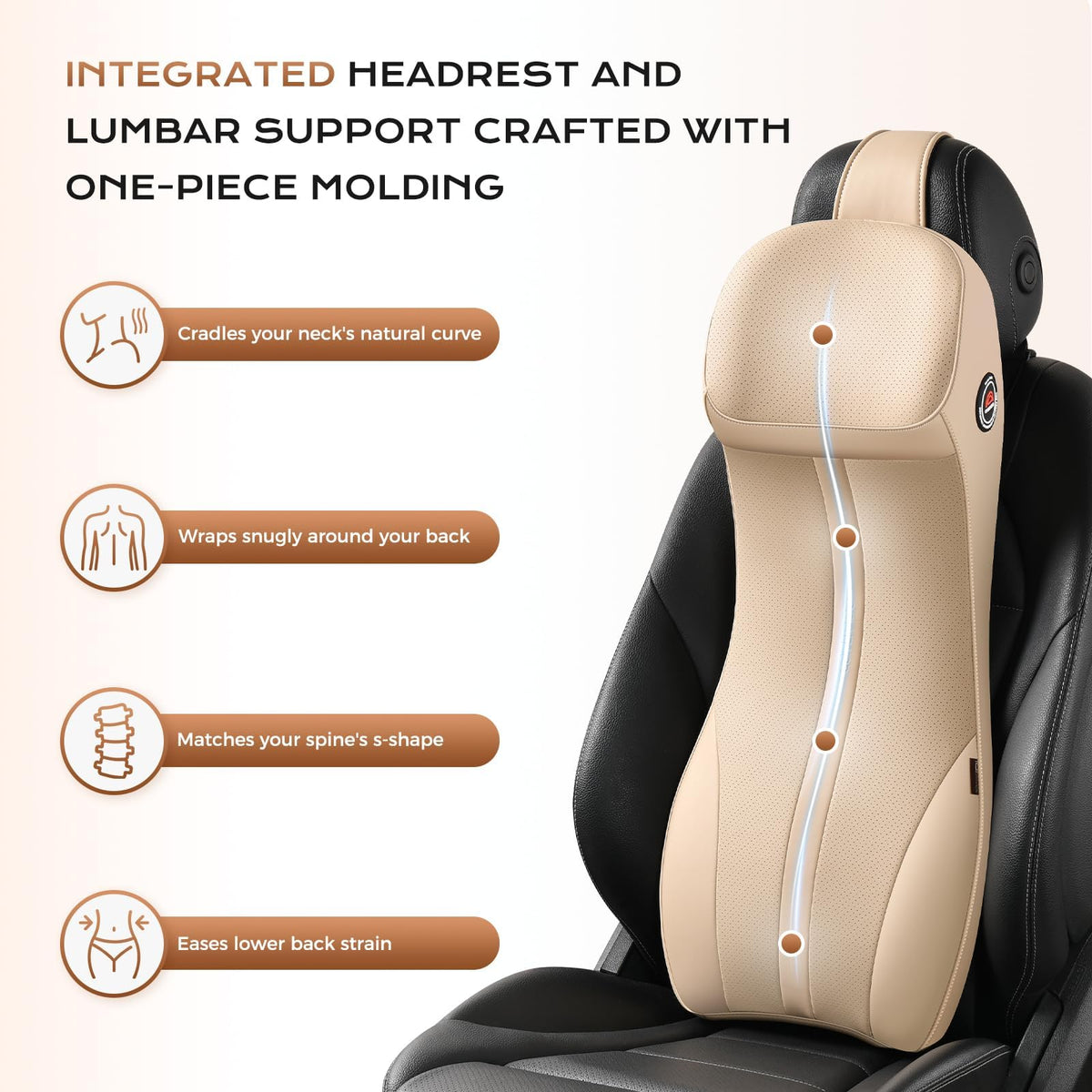 Ergonomic Car Seat Cushion With Full-Back Support
