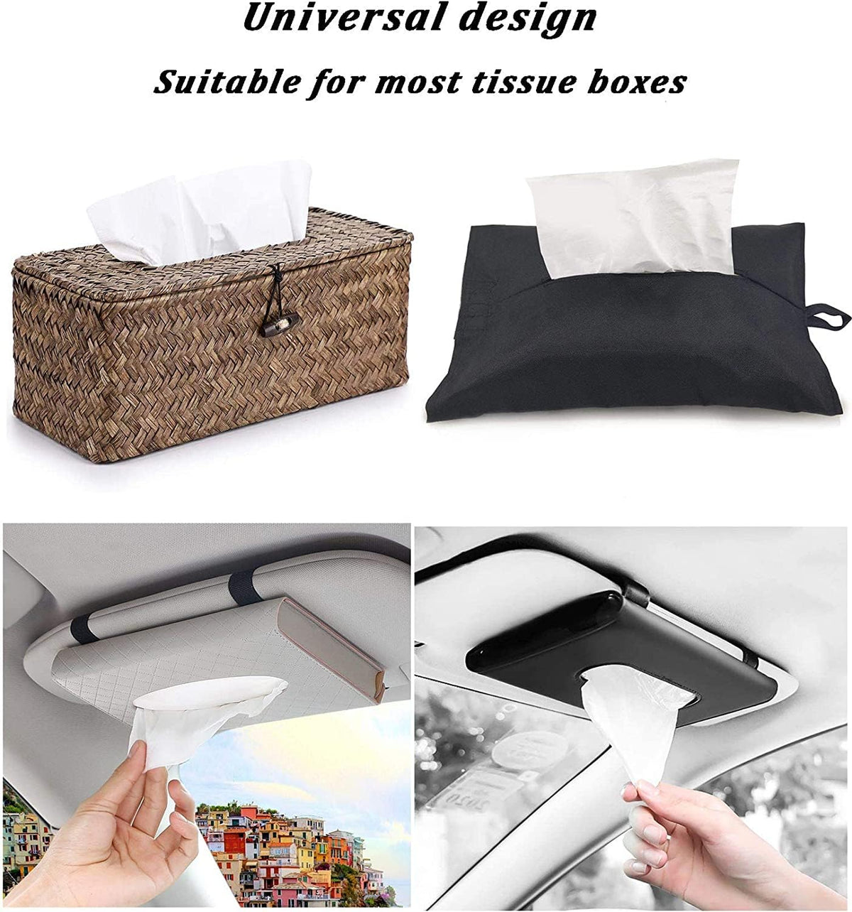Leather Car Visor Tissue Holder With Slim Design
