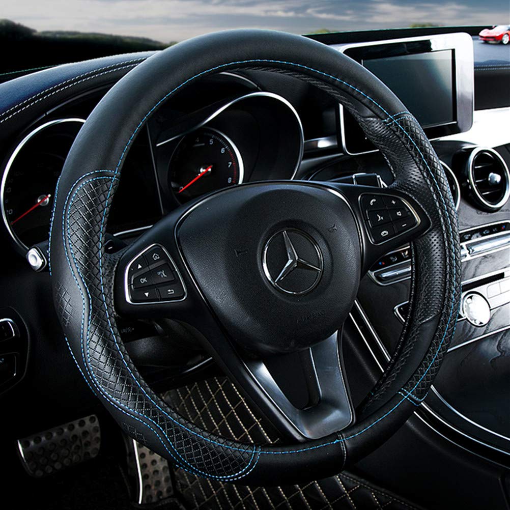 Cowhide Leather Steering Wheel Cover With Universal Fit