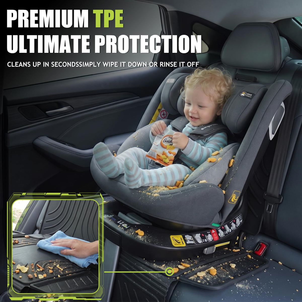 TPE Car Seat Protector With Waterproof Anti-Slip Grip