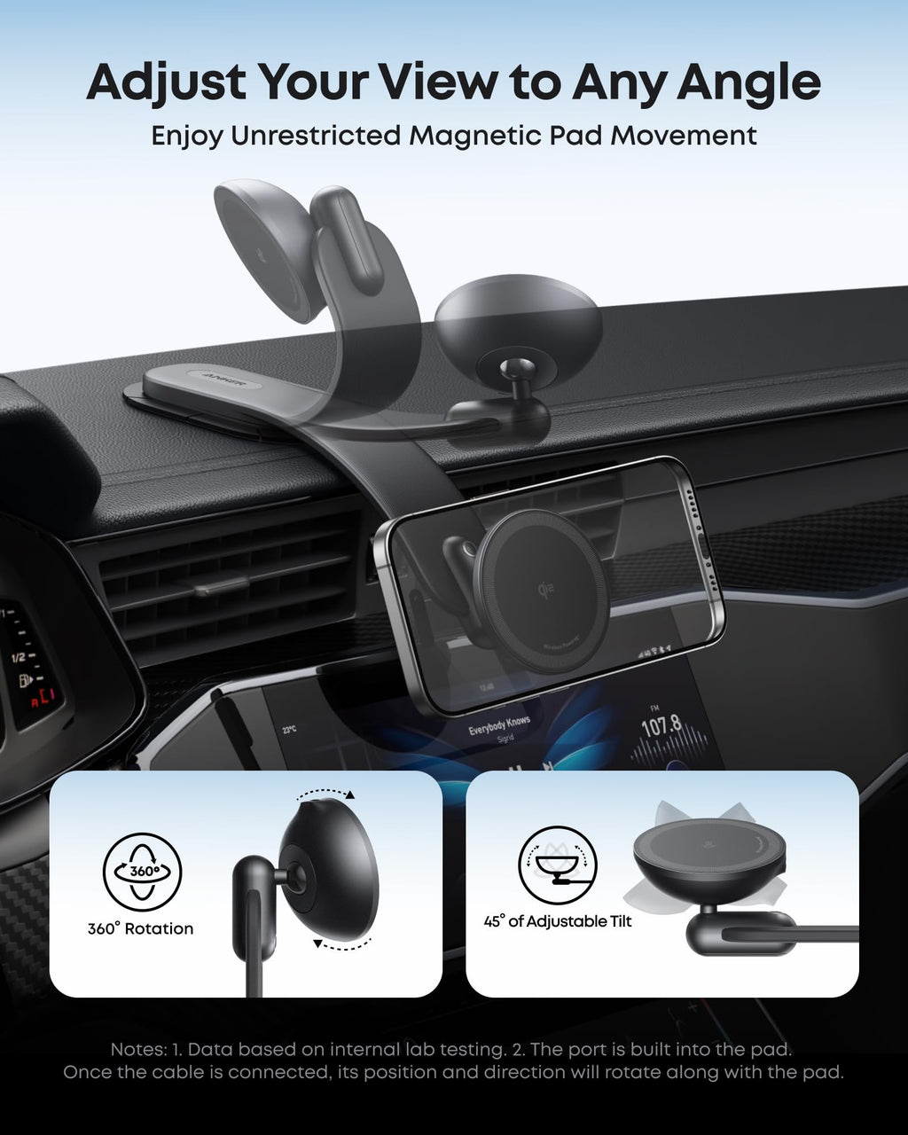 Magnetic 15W Car Charger With Alloy Mount