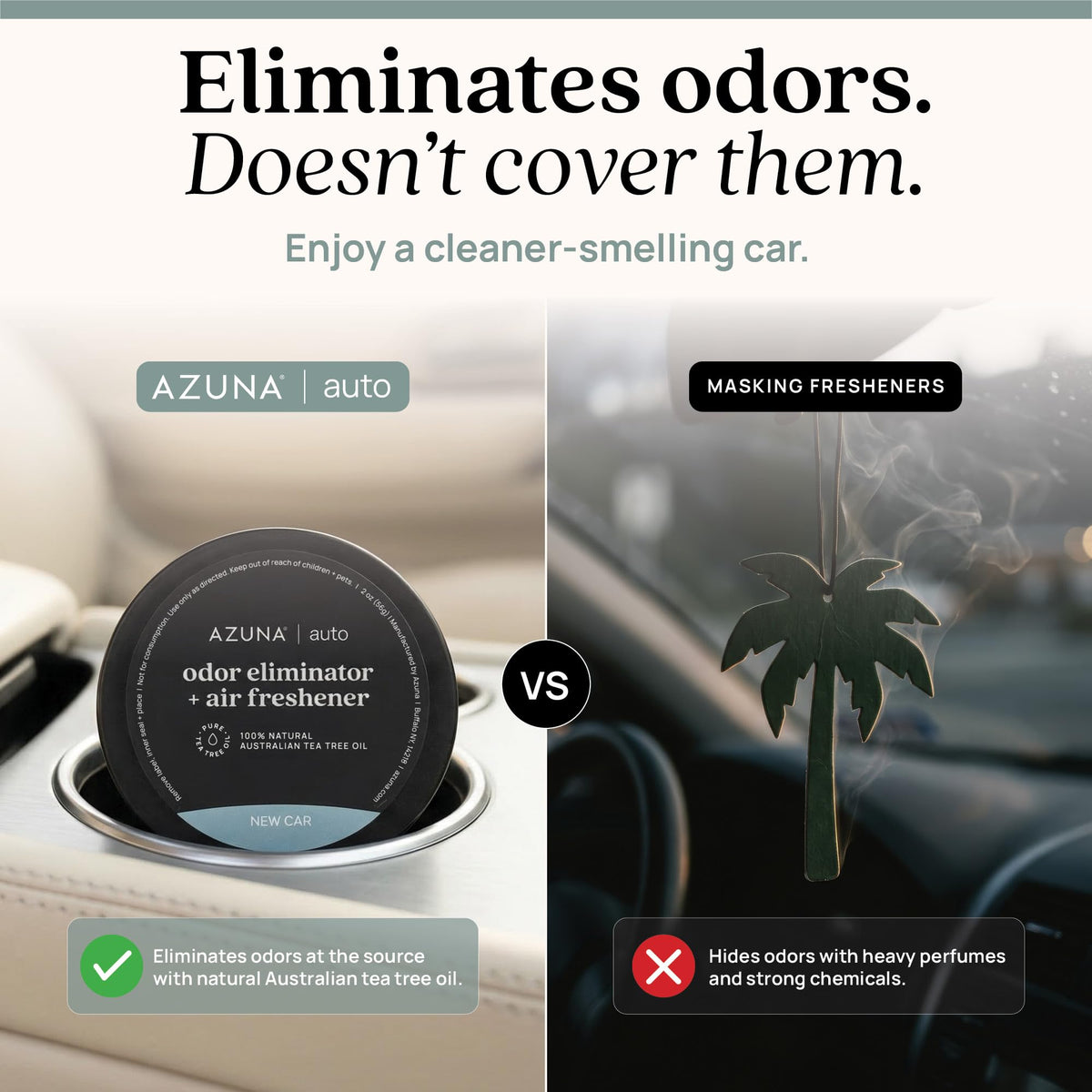 Azuna Car Air Freshener & Auto Odor Eliminator Pods | Subtle New Car Scent