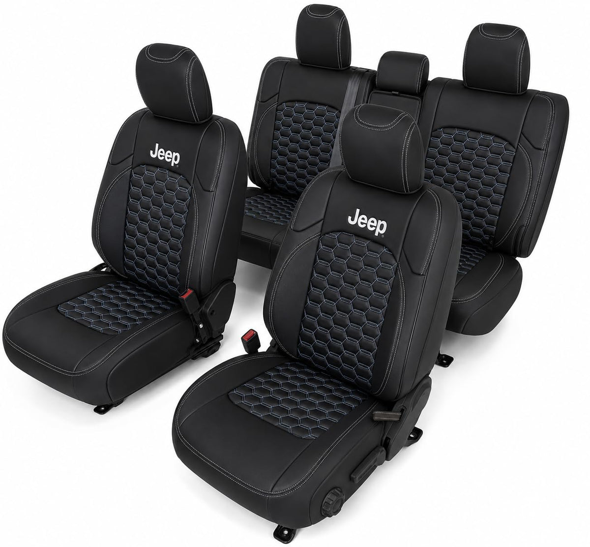 SR1 Performance Officially Licensed Custom Fit Seat Covers with Embroidered Logos - Premium Artificial Leather, Front & Rear Seat Protection