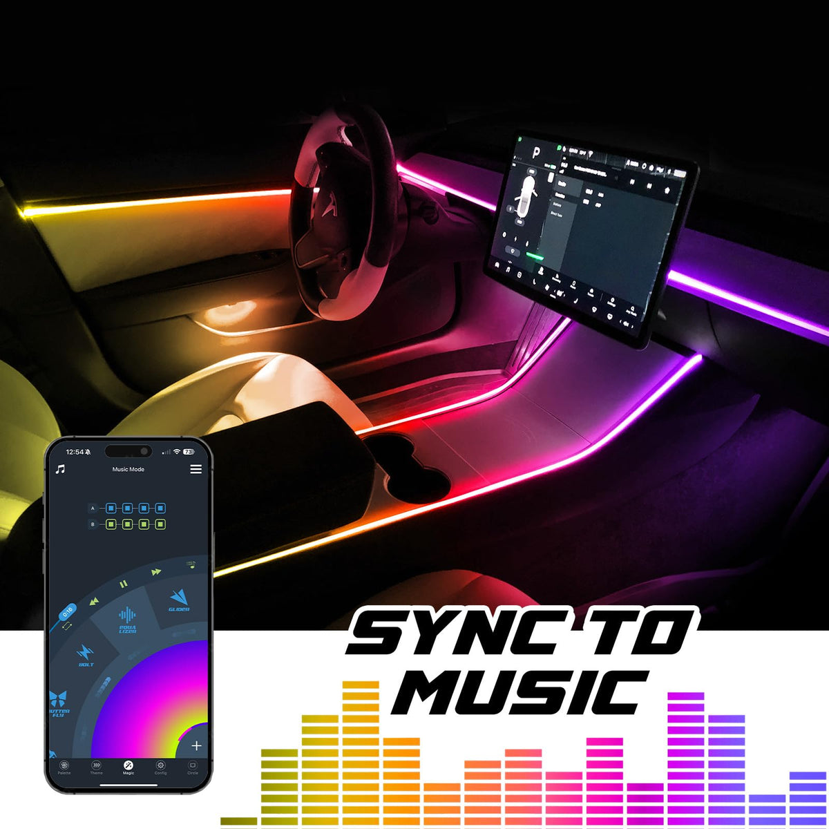 RGB Car Ambient Light Kit With App Control